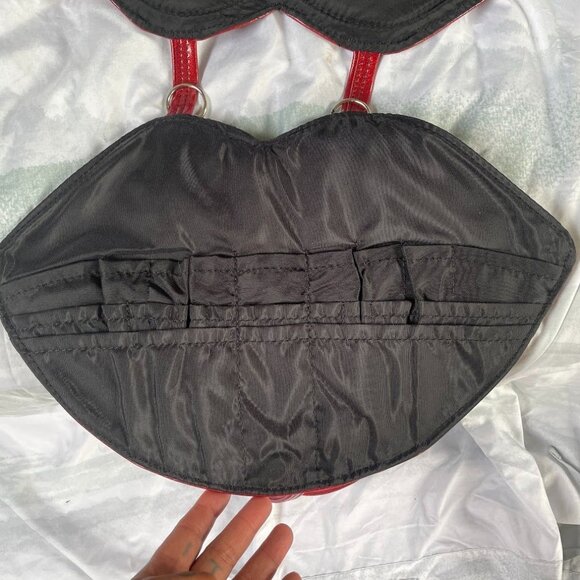 Large SPARKLE LIPS MAKEUP TOOL BRUSH Case Holder Shoulder Carry Bag - Picture 3 of 6